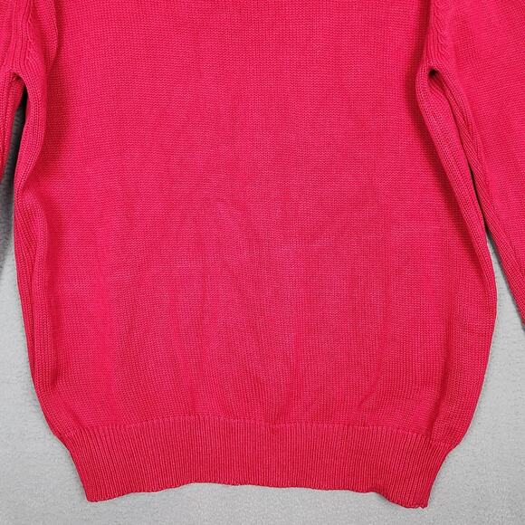 Vintage Lands End Sweater Mens Large Tall Red Drifter V Neck Knit Made USA 90s - Picture 8 of 11